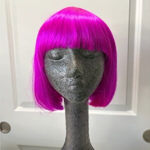 Hot Pink Bob Wig with Bangs